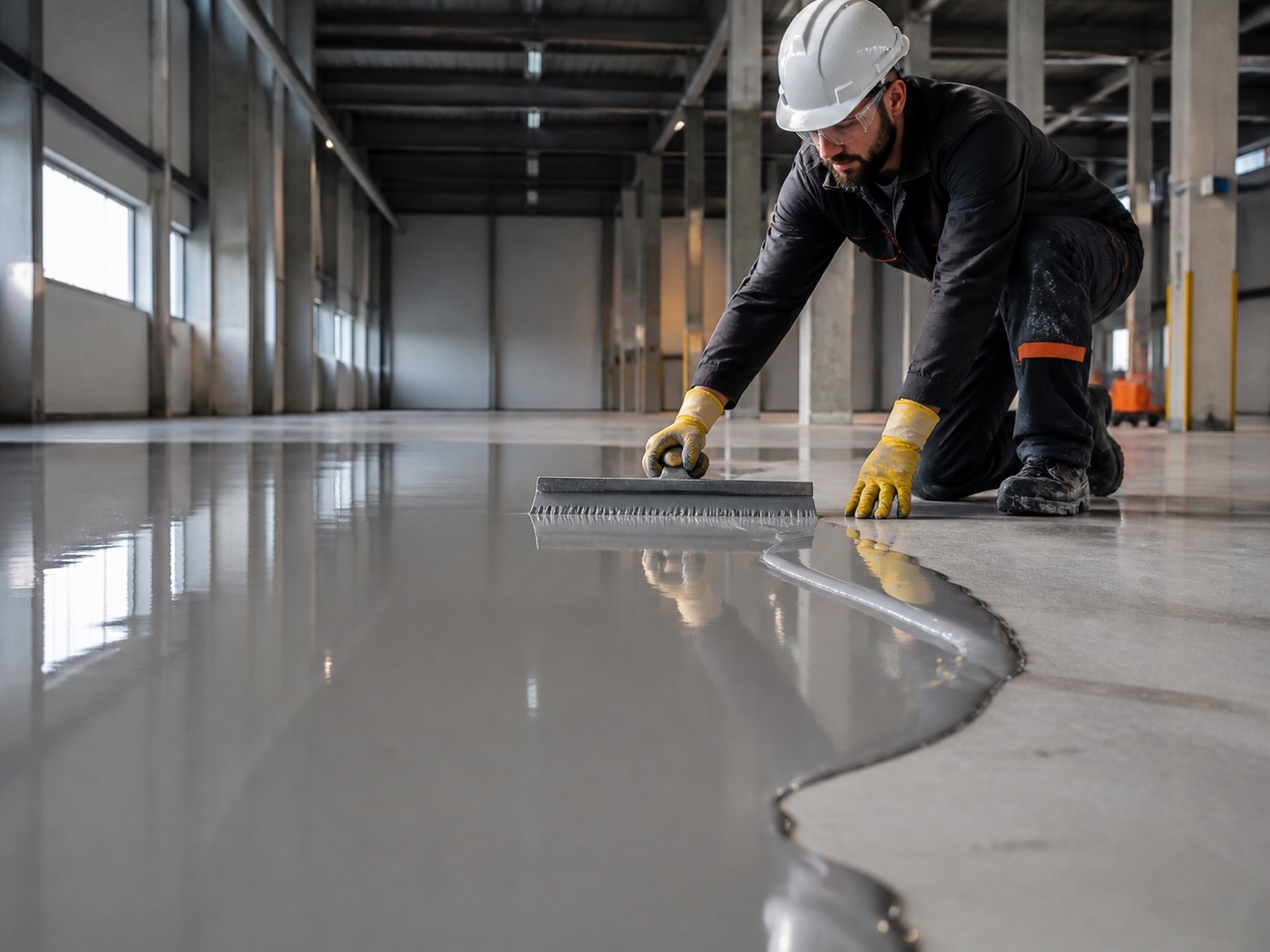 Fabrika zemininde self-leveling epoksi uygulaması
